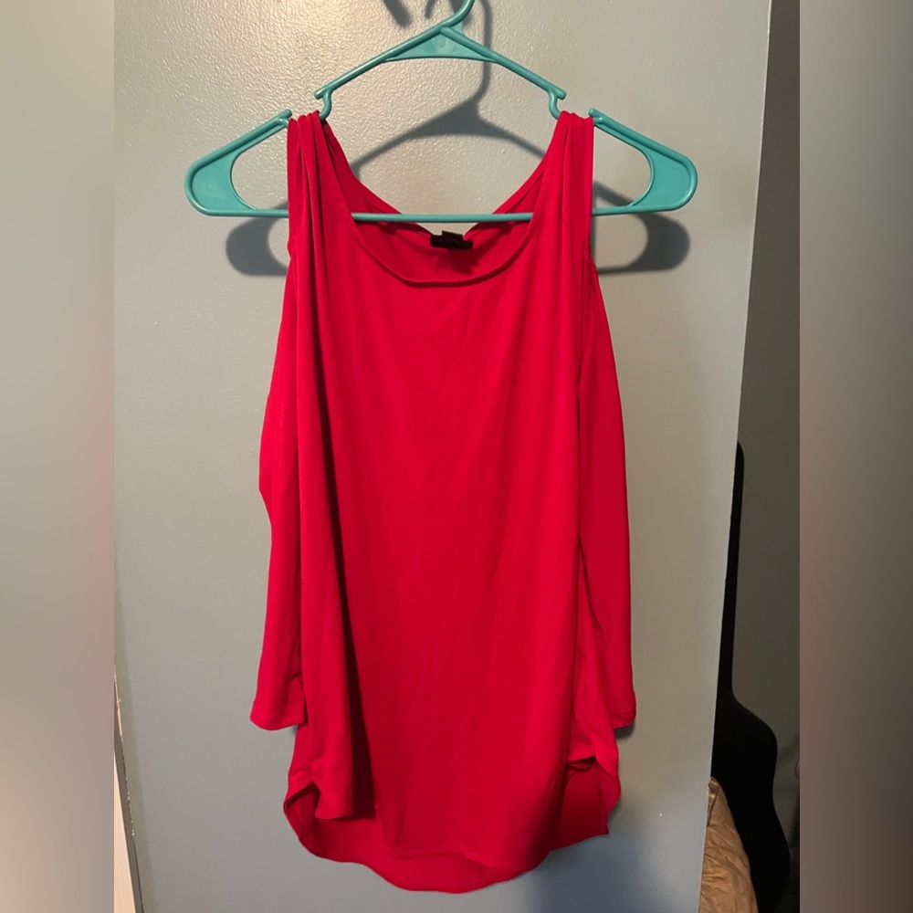 Worthington Red off the shoulder long sleeve shirt